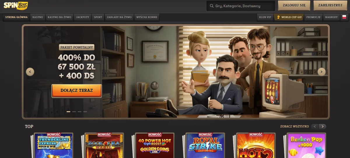 SpinBoss homepage krypto kasyno